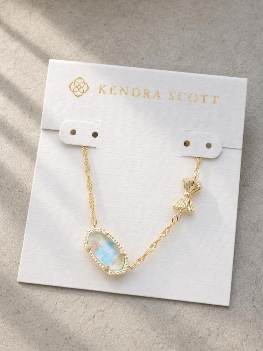 Kendra Scott Elisa Bow Gold Pastel Blue Rosa Beaux Necklace